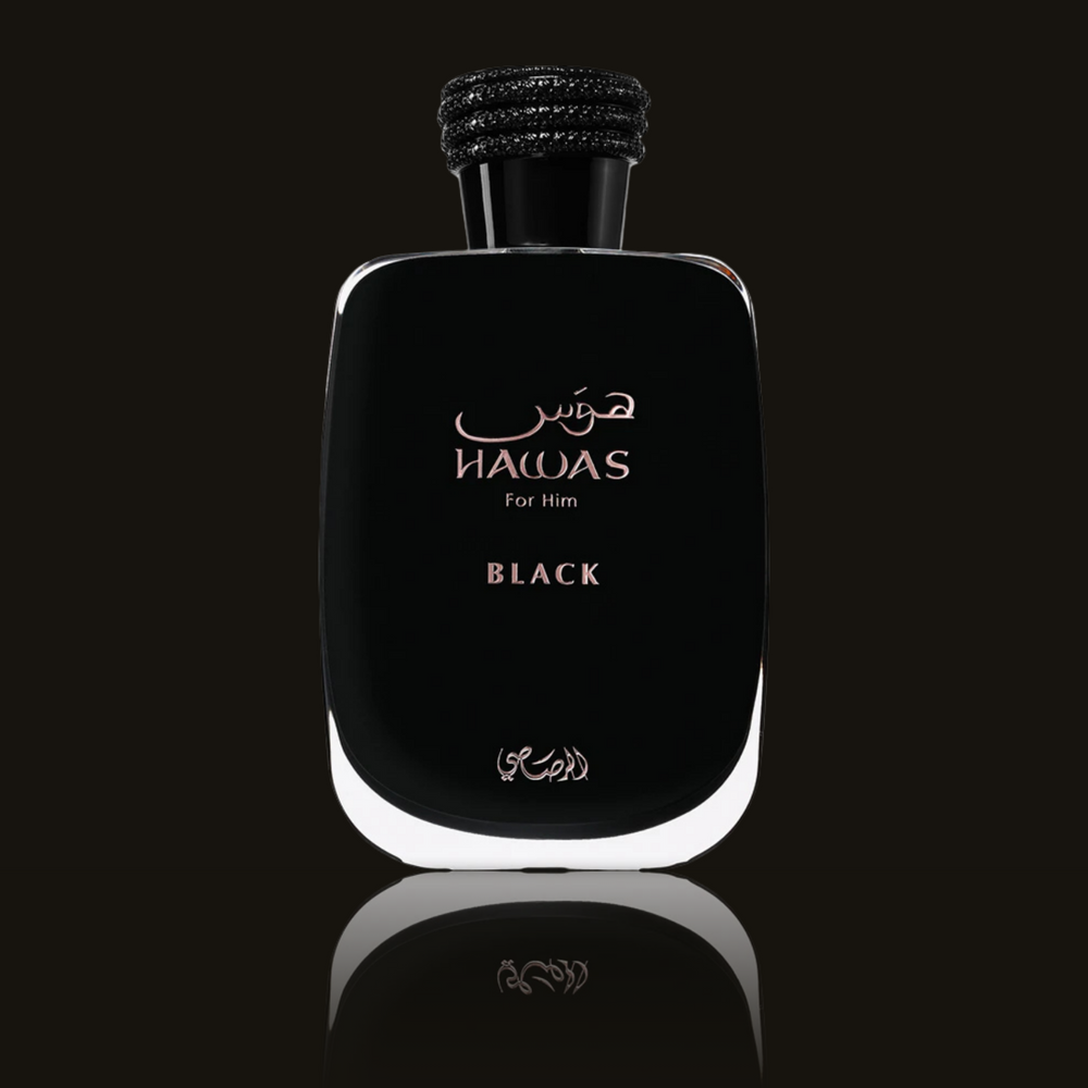 Rasasi Hawas Black parfumeprøve i mørk flakon – Mandedufte.dk
